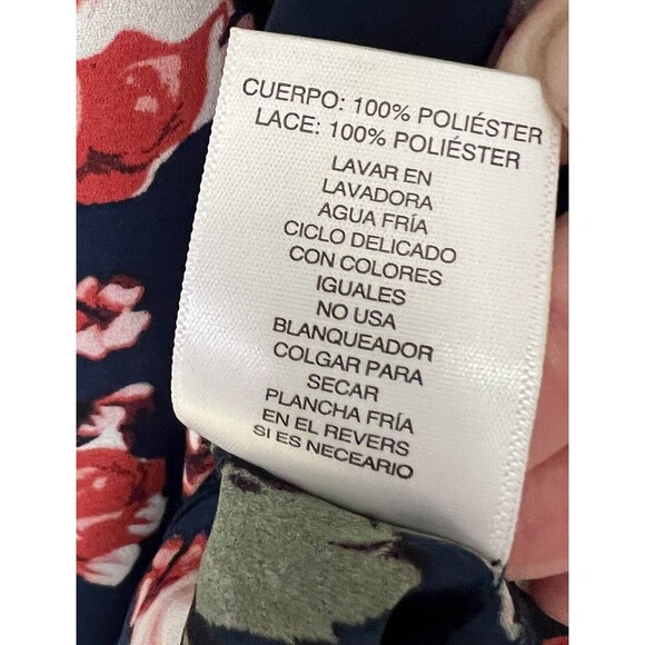 Wishful Park Woman's Blue Floral Semi Sheer Blouse Lace Bell Sleeves Sz Large - Picture 6 of 6